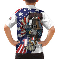 Personalized USA 4th Of July Family Matching Puletasi and Hawaiian Shirt United State Eagle Liberty Bell
