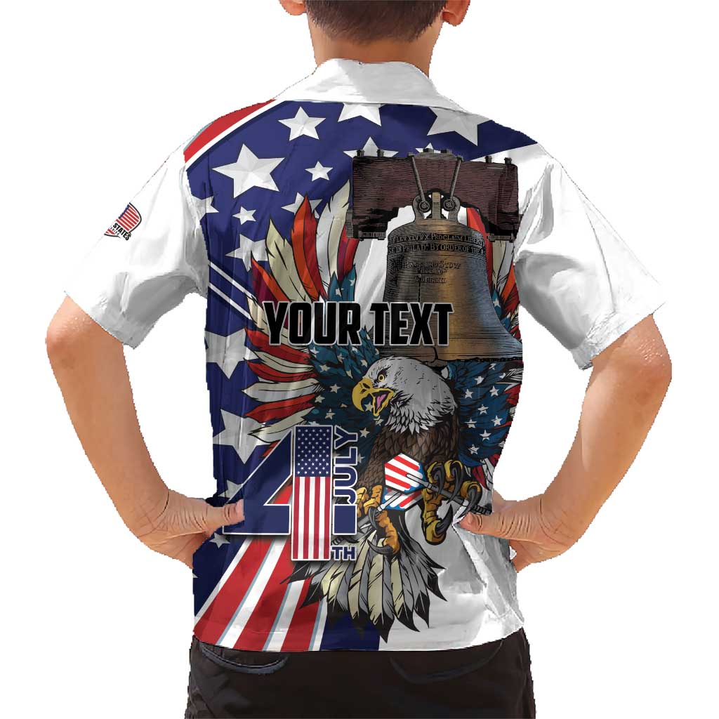 Personalized USA 4th Of July Family Matching Short Sleeve Bodycon Dress and Hawaiian Shirt United State Eagle Liberty Bell