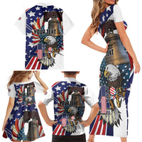 Personalized USA 4th Of July Family Matching Short Sleeve Bodycon Dress and Hawaiian Shirt United State Eagle Liberty Bell