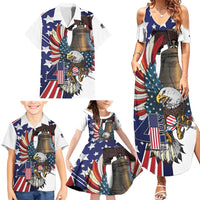 Personalized USA 4th Of July Family Matching Summer Maxi Dress and Hawaiian Shirt United State Eagle Liberty Bell