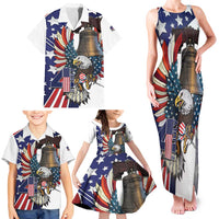 Personalized USA 4th Of July Family Matching Tank Maxi Dress and Hawaiian Shirt United State Eagle Liberty Bell
