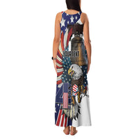 Personalized USA 4th Of July Family Matching Tank Maxi Dress and Hawaiian Shirt United State Eagle Liberty Bell