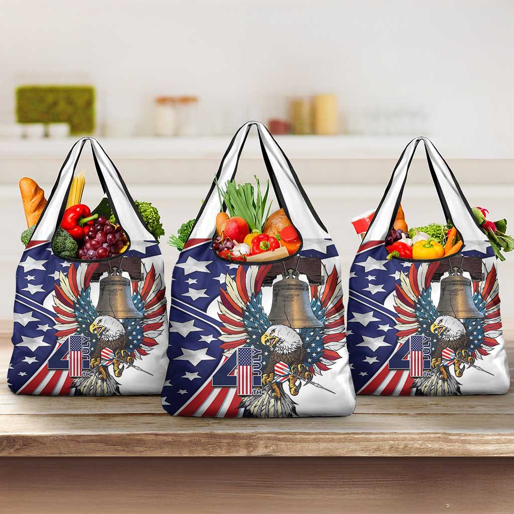 USA 4th Of July Grocery Bag United State Eagle Liberty Bell