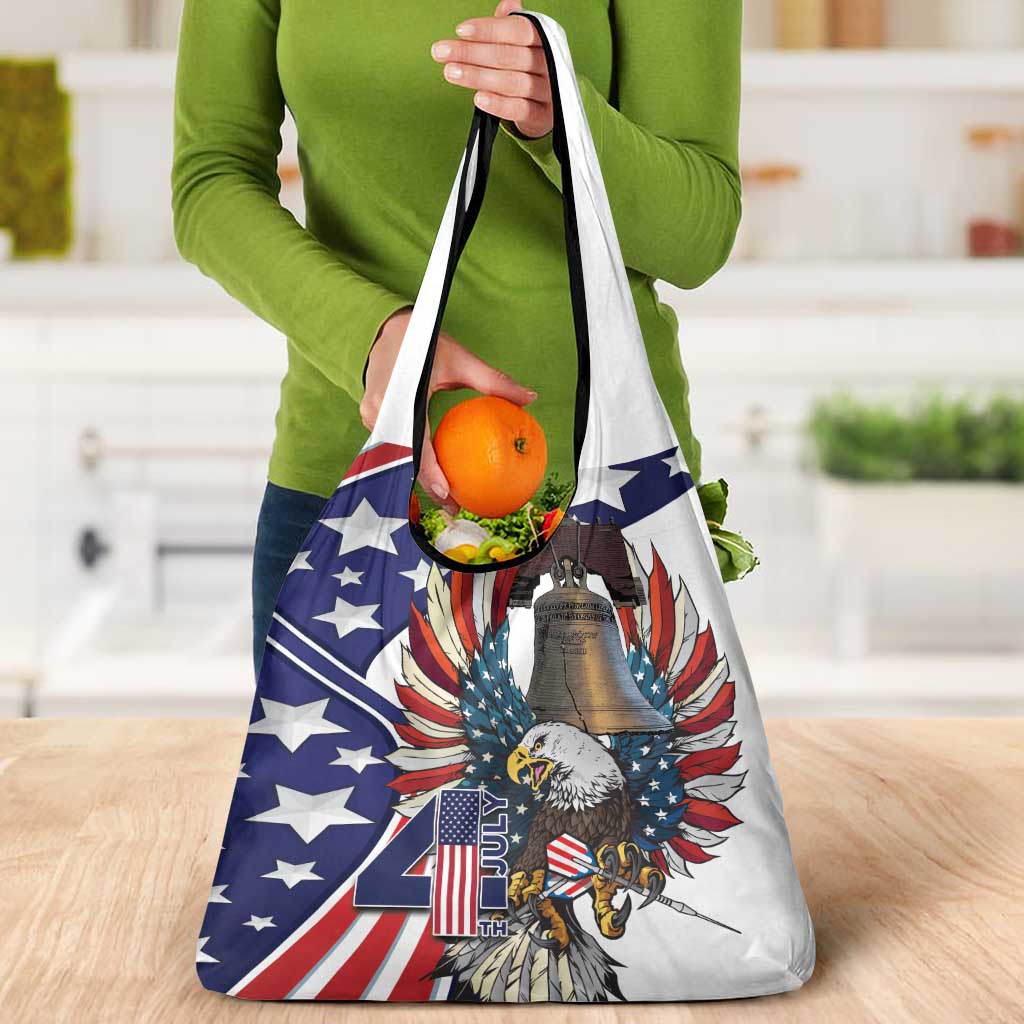 USA 4th Of July Grocery Bag United State Eagle Liberty Bell