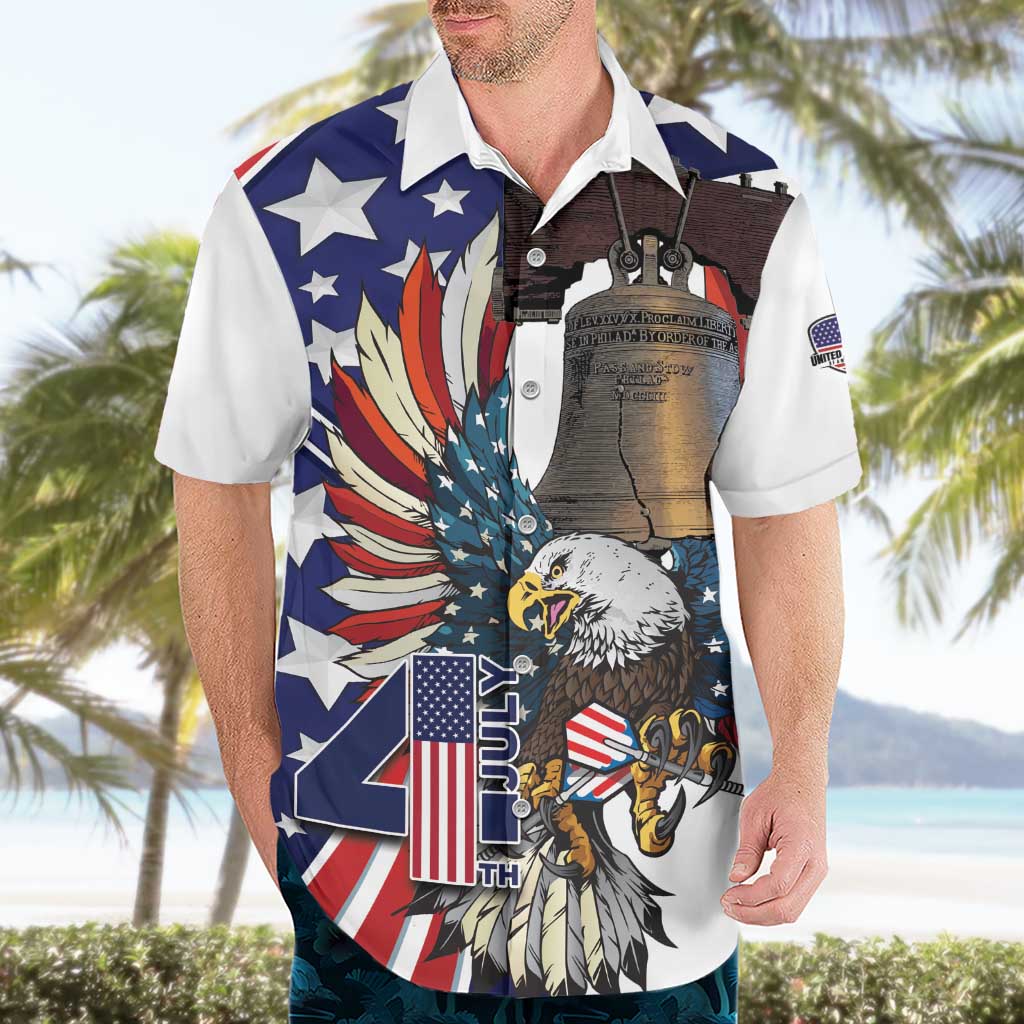 Personalized USA 4th Of July Hawaiian Shirt United State Eagle Liberty Bell