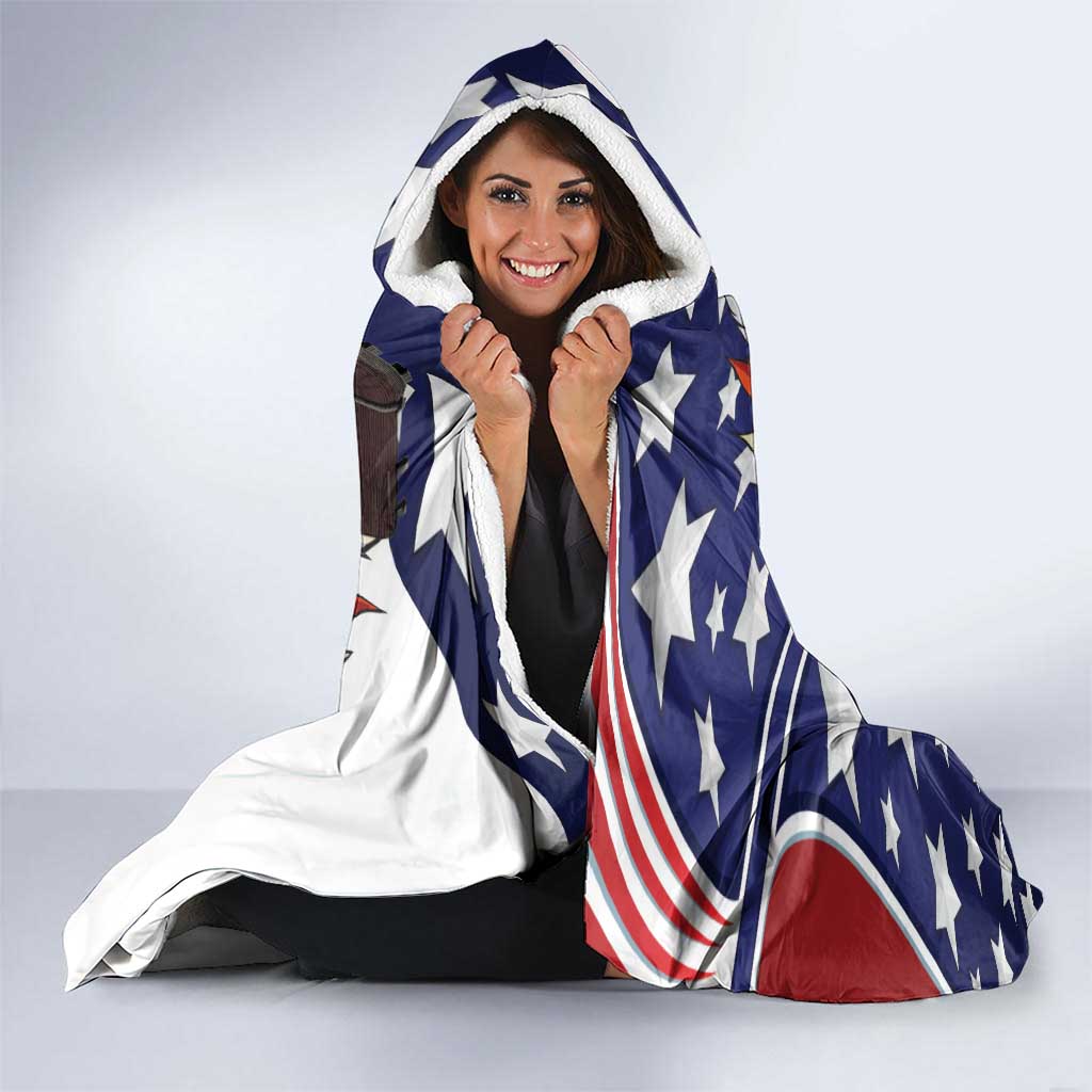 USA 4th Of July Hooded Blanket United State Eagle Liberty Bell