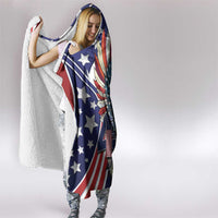 USA 4th Of July Hooded Blanket United State Eagle Liberty Bell