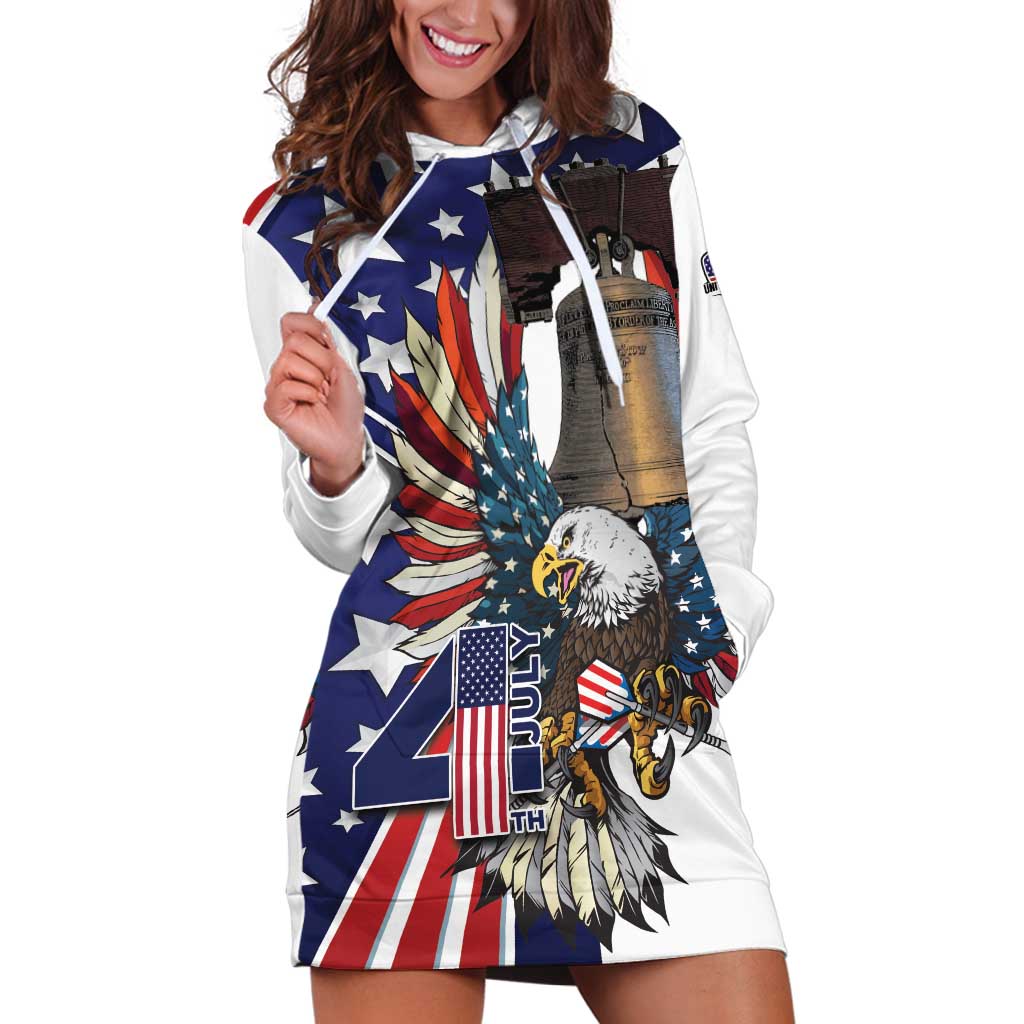 Personalized USA 4th Of July Hoodie Dress United State Eagle Liberty Bell