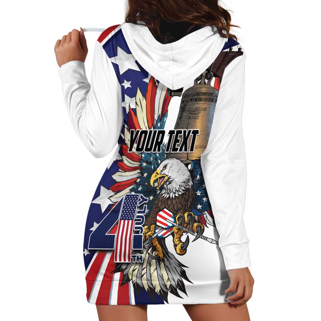 Personalized USA 4th Of July Hoodie Dress United State Eagle Liberty Bell