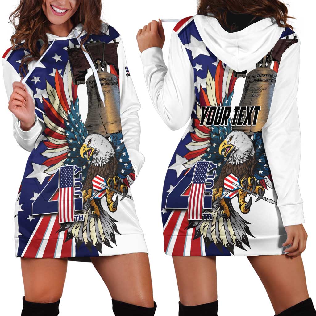 Personalized USA 4th Of July Hoodie Dress United State Eagle Liberty Bell