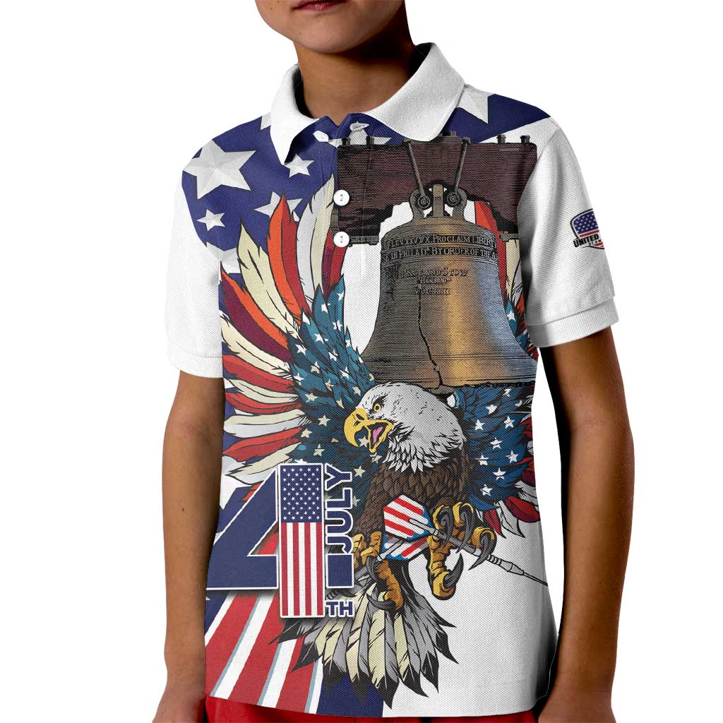 Personalized USA 4th Of July Kid Polo Shirt United State Eagle Liberty Bell