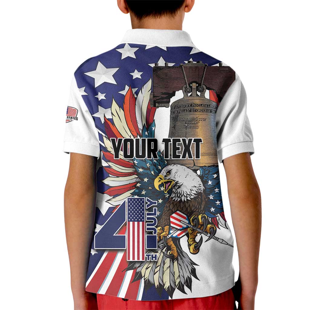 Personalized USA 4th Of July Kid Polo Shirt United State Eagle Liberty Bell