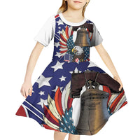 Personalized USA 4th Of July Kid Short Sleeve Dress United State Eagle Liberty Bell