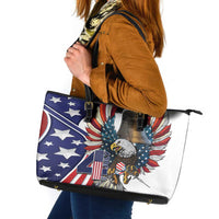 USA 4th Of July Leather Tote Bag United State Eagle Liberty Bell