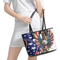 USA 4th Of July Leather Tote Bag United State Eagle Liberty Bell