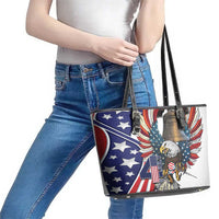 USA 4th Of July Leather Tote Bag United State Eagle Liberty Bell