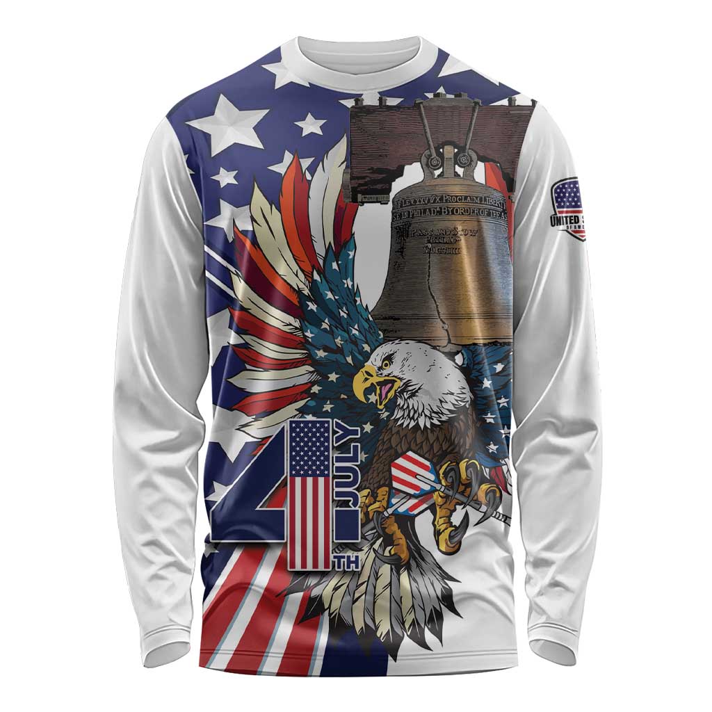 Personalized USA 4th Of July Long Sleeve Shirt United State Eagle Liberty Bell