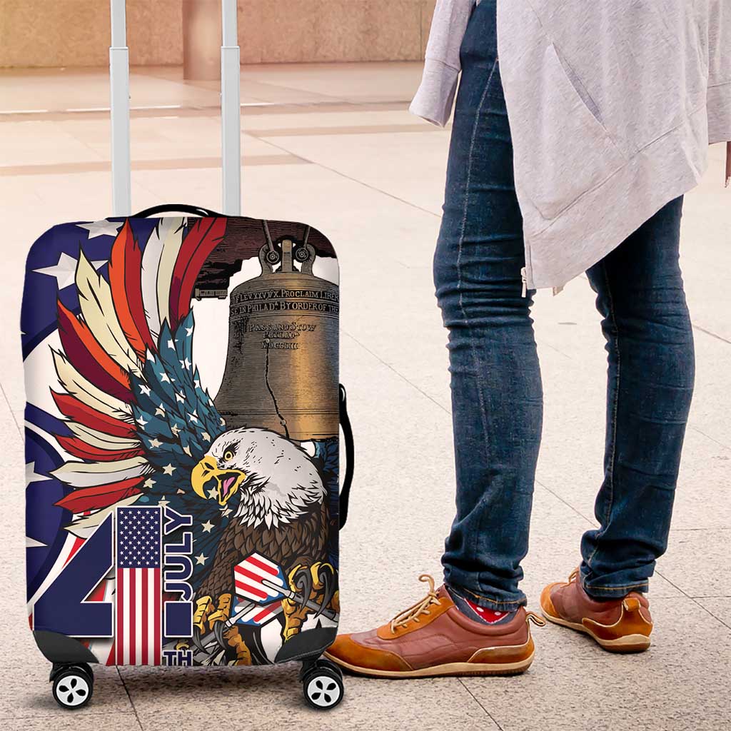 USA 4th Of July Luggage Cover United State Eagle Liberty Bell