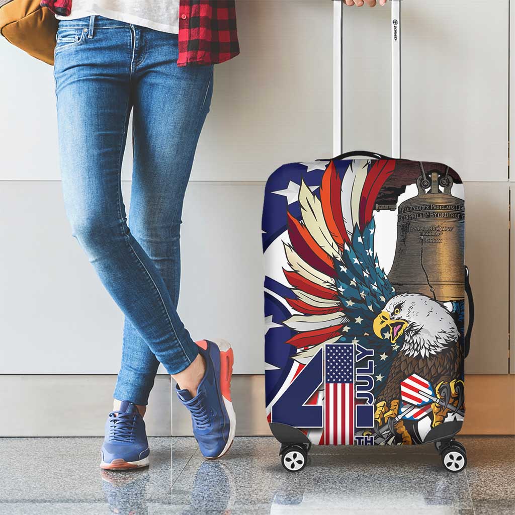 USA 4th Of July Luggage Cover United State Eagle Liberty Bell