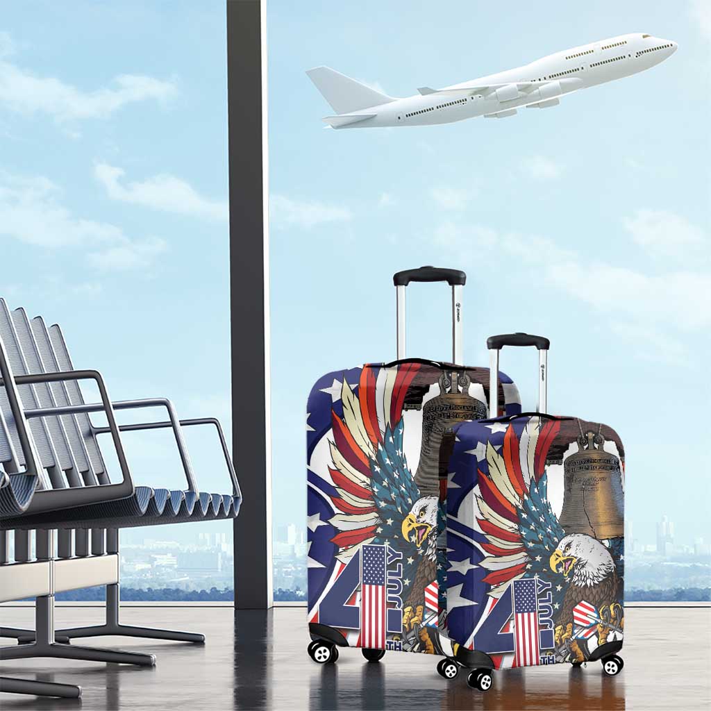 USA 4th Of July Luggage Cover United State Eagle Liberty Bell