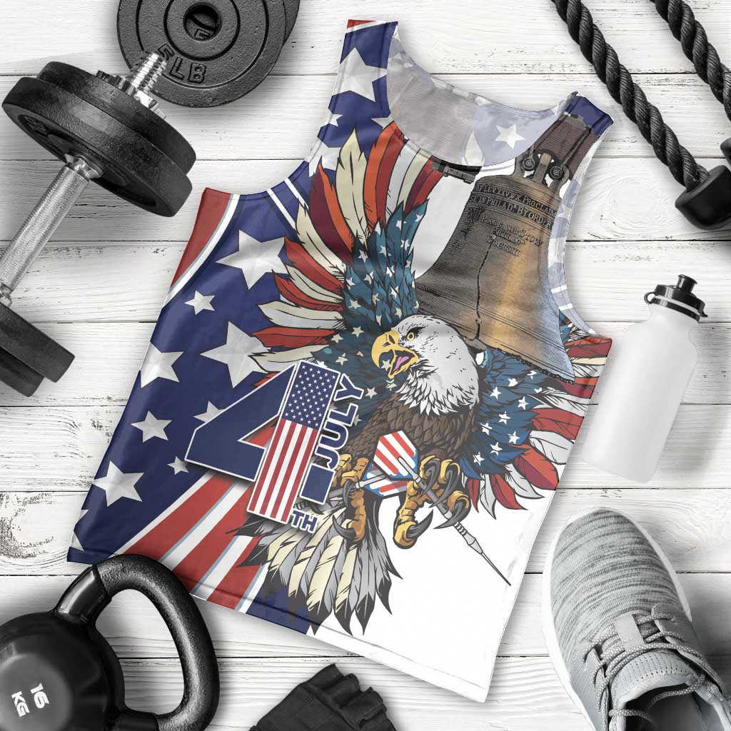 Personalized USA 4th Of July Men Tank Top United State Eagle Liberty Bell