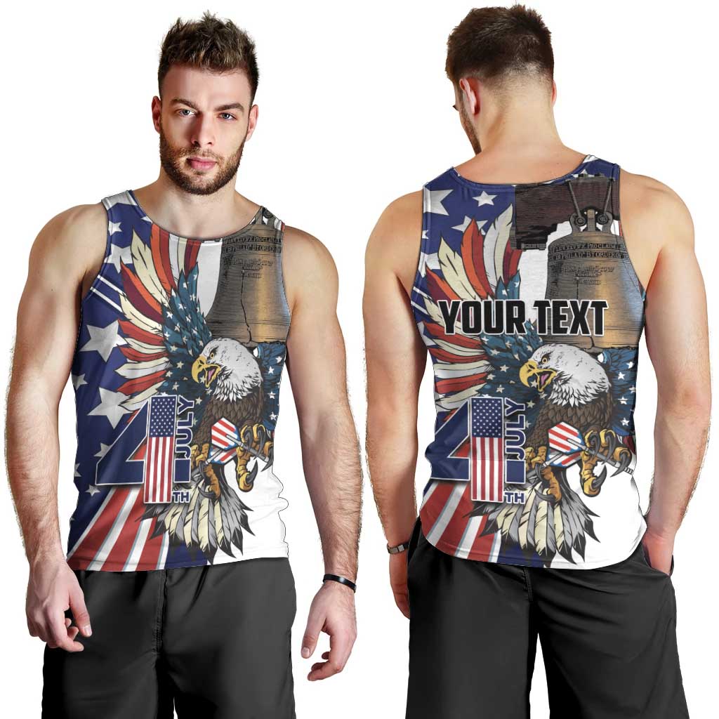 Personalized USA 4th Of July Men Tank Top United State Eagle Liberty Bell