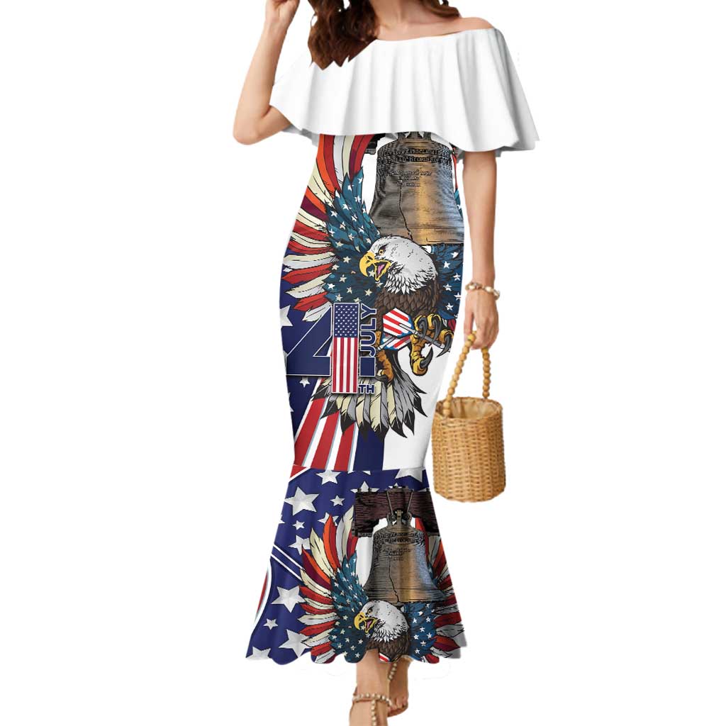 Personalized USA 4th Of July Mermaid Dress United State Eagle Liberty Bell