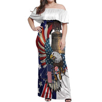 Personalized USA 4th Of July Off Shoulder Maxi Dress United State Eagle Liberty Bell