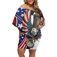Personalized USA 4th Of July Off Shoulder Short Dress United State Eagle Liberty Bell