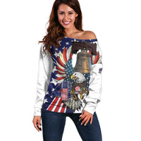 Personalized USA 4th Of July Off Shoulder Sweater United State Eagle Liberty Bell