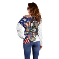 Personalized USA 4th Of July Off Shoulder Sweater United State Eagle Liberty Bell