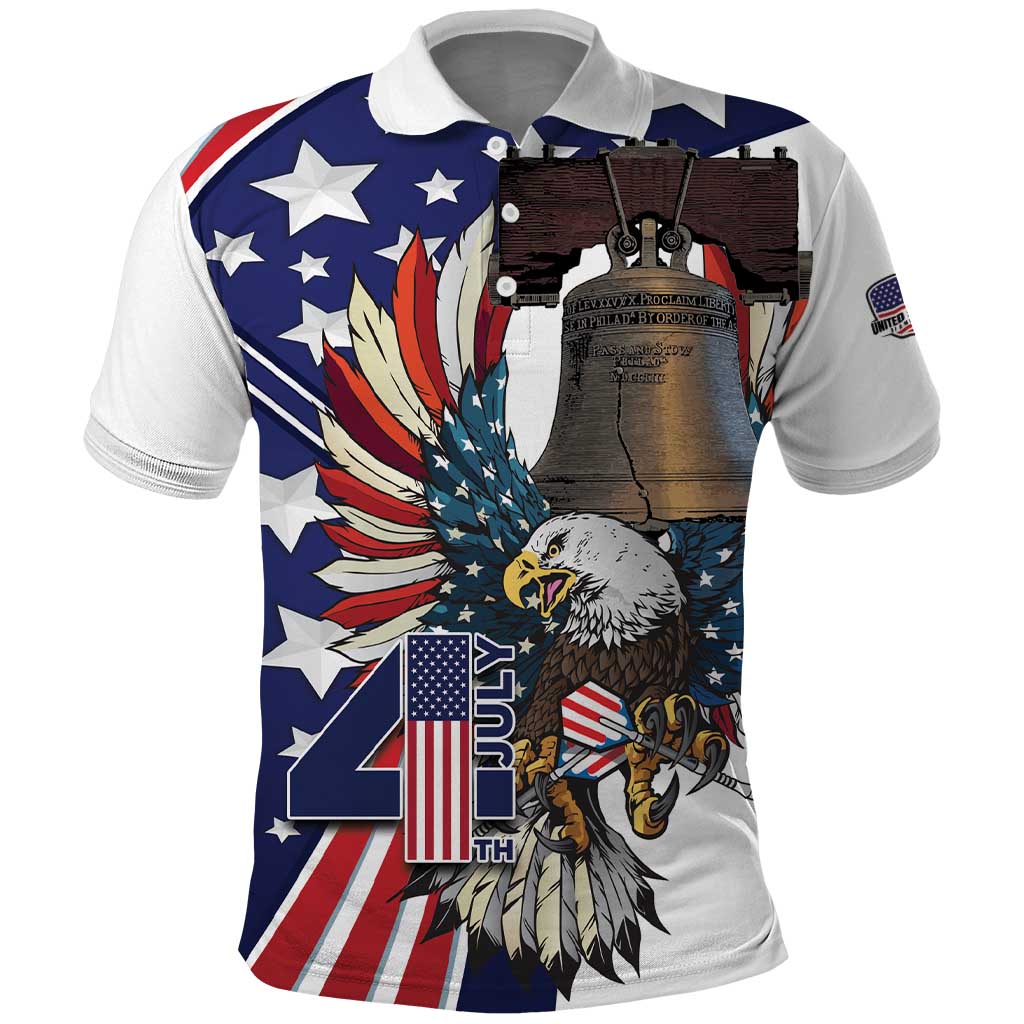 Personalized USA 4th Of July Polo Shirt United State Eagle Liberty Bell