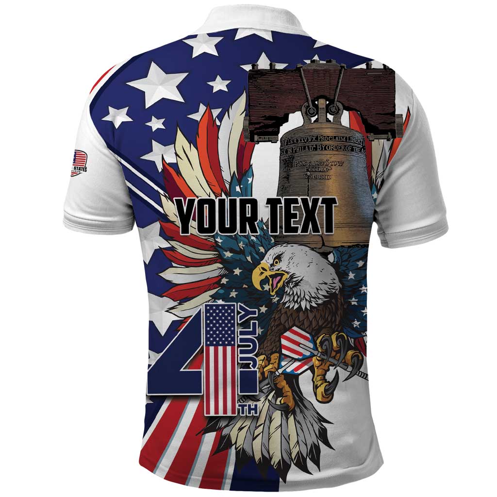 Personalized USA 4th Of July Polo Shirt United State Eagle Liberty Bell