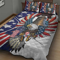 USA 4th Of July Quilt Bed Set United State Eagle Liberty Bell