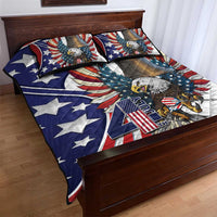 USA 4th Of July Quilt Bed Set United State Eagle Liberty Bell