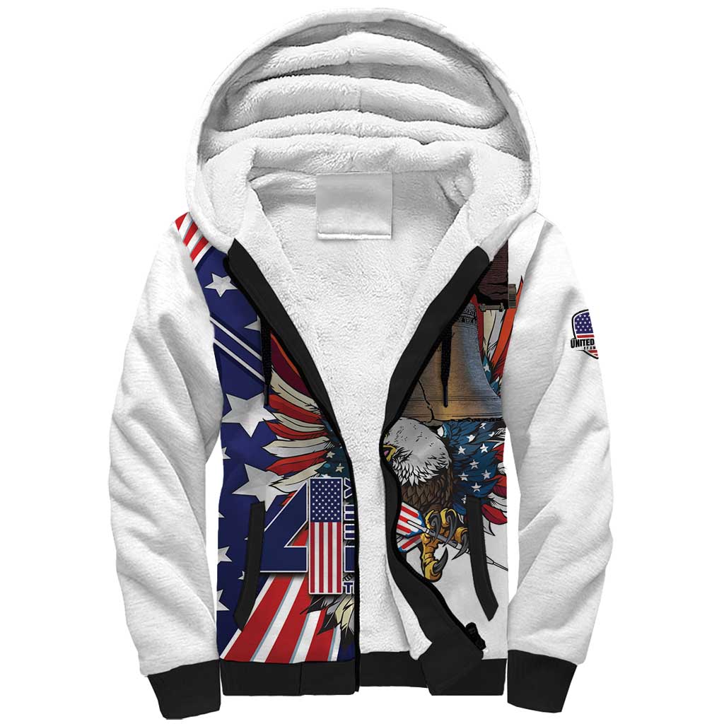 Personalized USA 4th Of July Sherpa Hoodie United State Eagle Liberty Bell