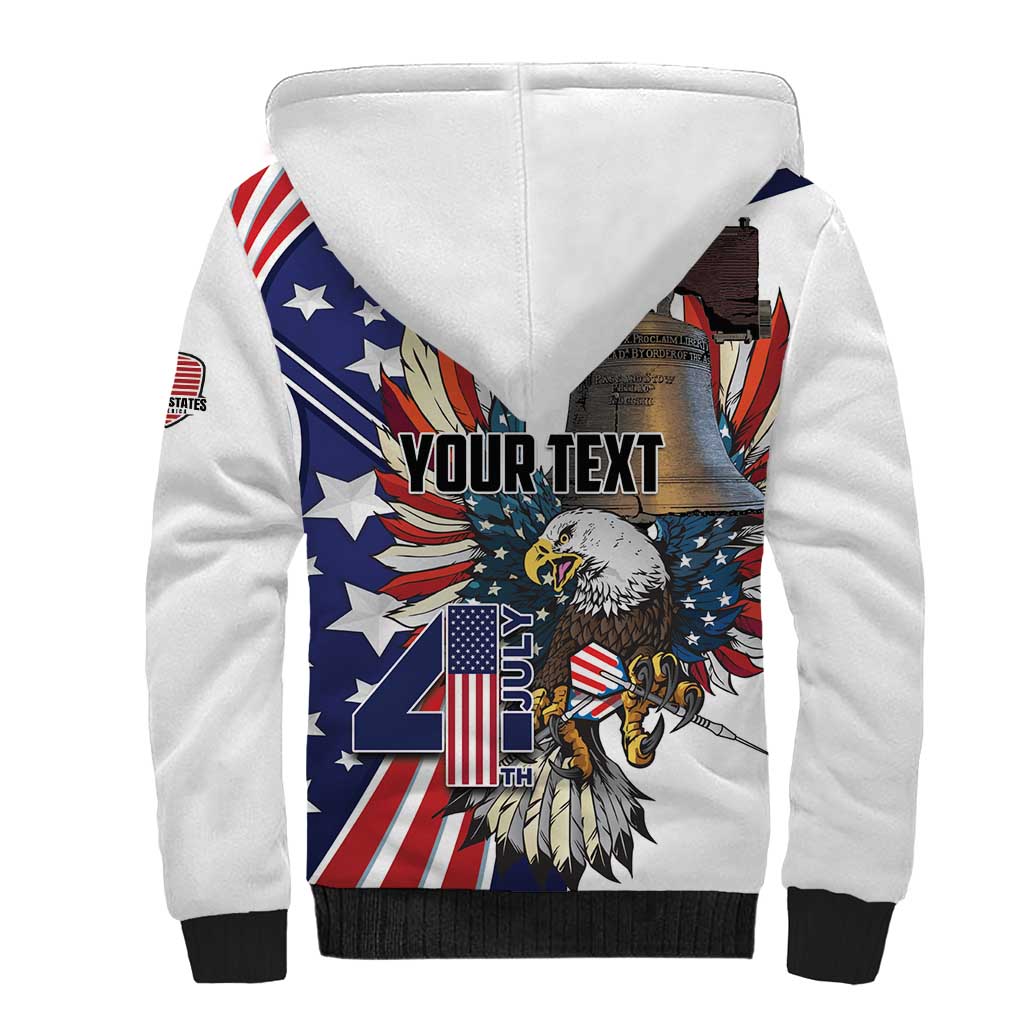Personalized USA 4th Of July Sherpa Hoodie United State Eagle Liberty Bell