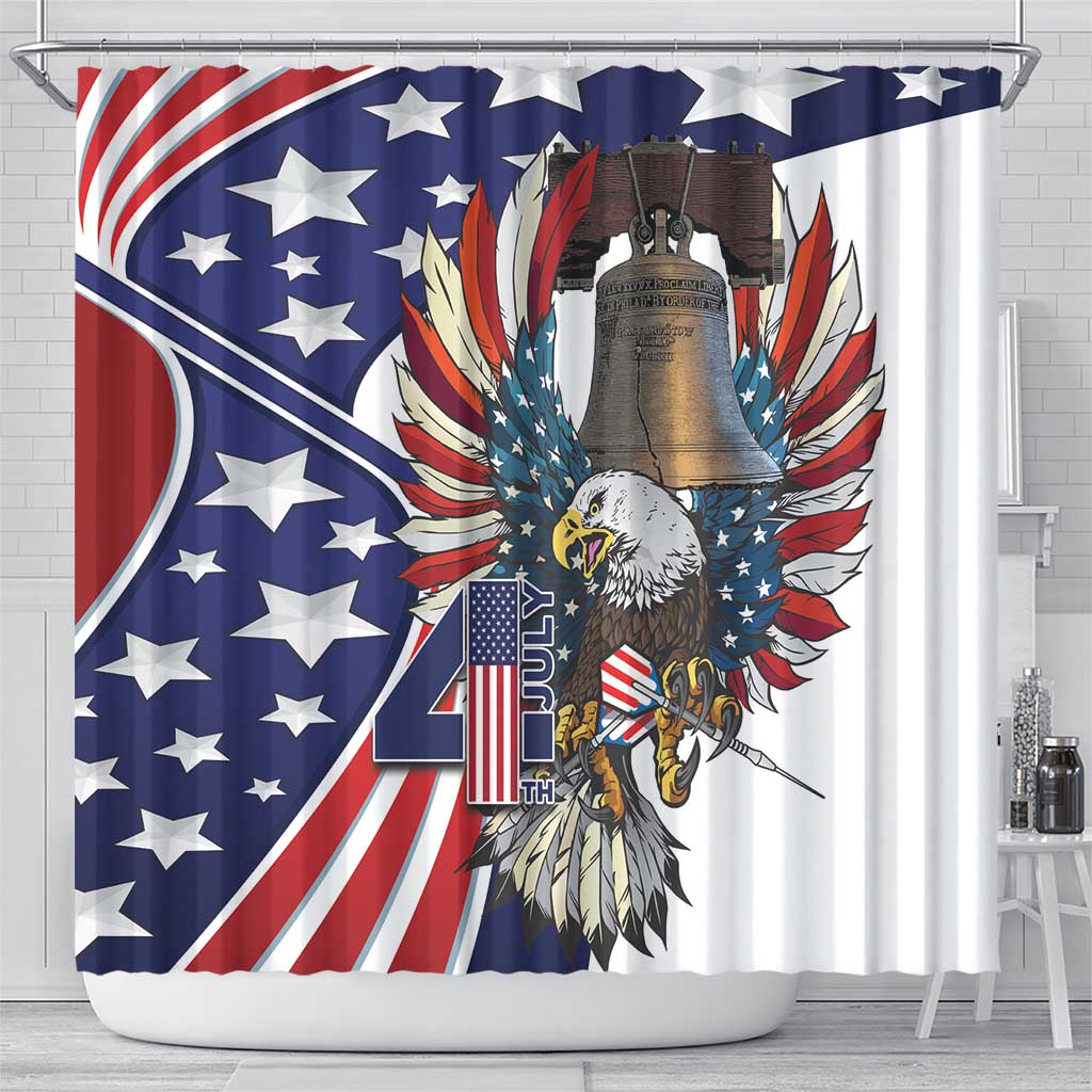 USA 4th Of July Shower Curtain United State Eagle Liberty Bell