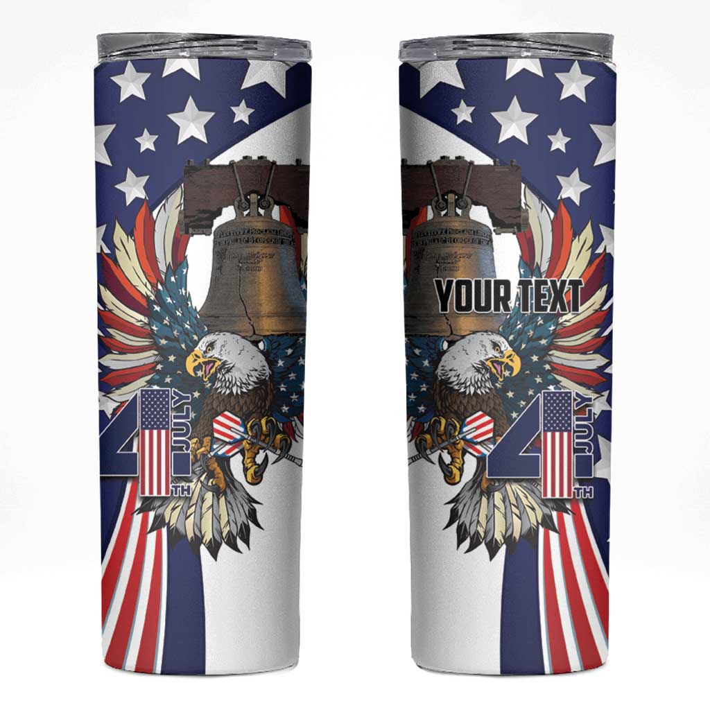 Personalized USA 4th Of July Skinny Tumbler United State Eagle Liberty Bell