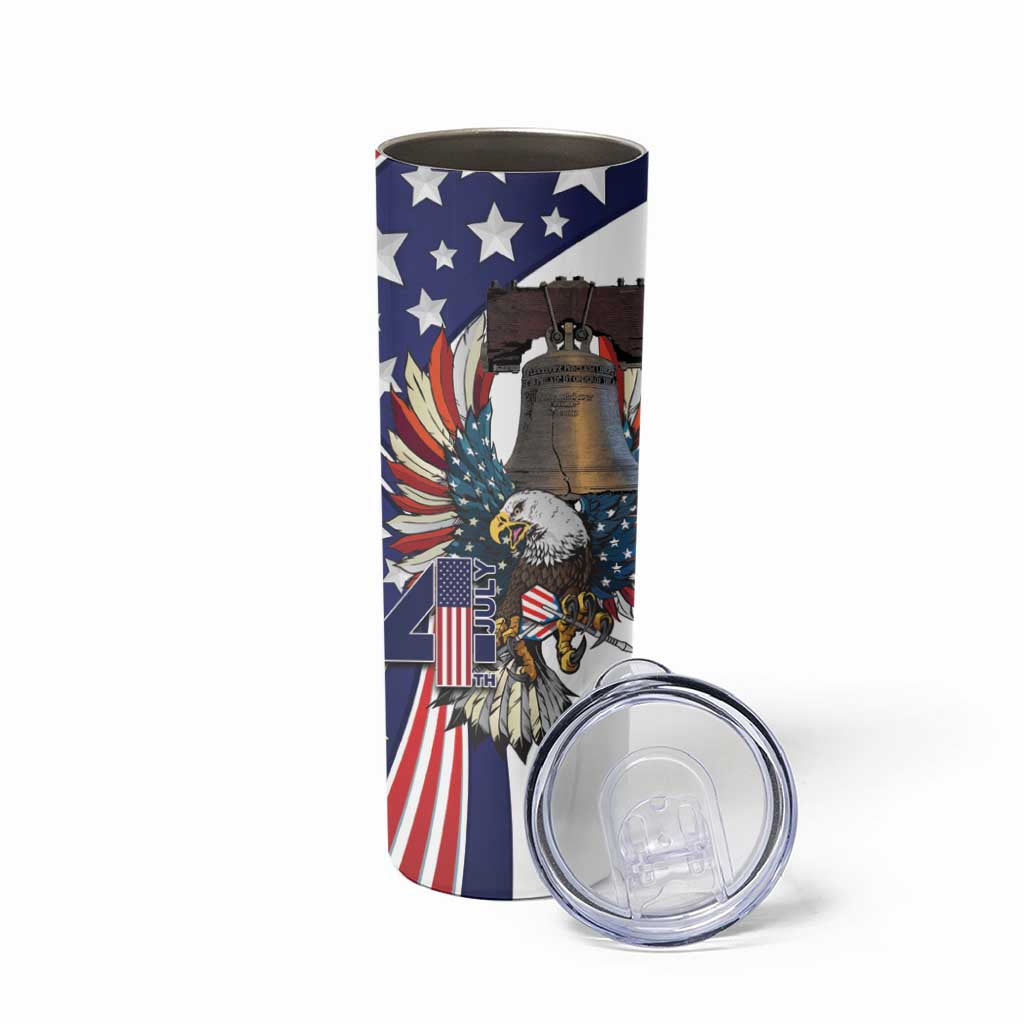 Personalized USA 4th Of July Skinny Tumbler United State Eagle Liberty Bell