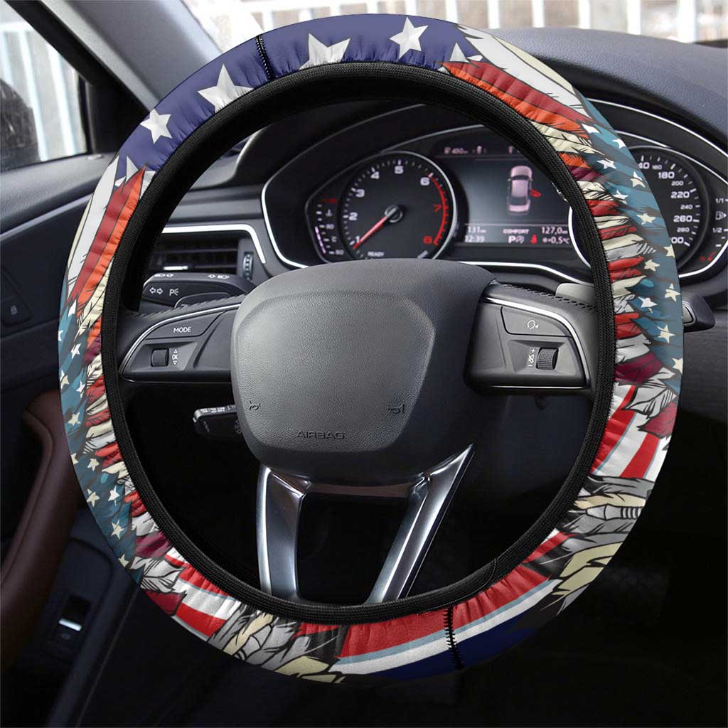 USA 4th Of July Steering Wheel Cover United State Eagle Liberty Bell