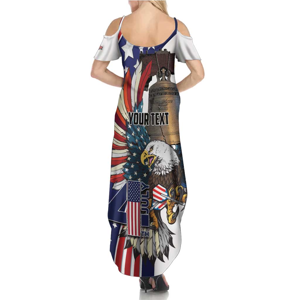 Personalized USA 4th Of July Summer Maxi Dress United State Eagle Liberty Bell