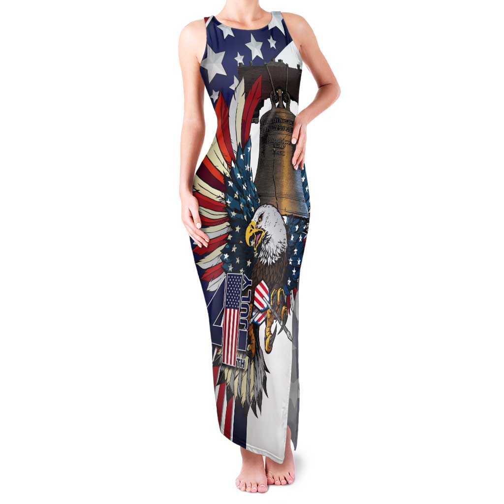Personalized USA 4th Of July Tank Maxi Dress United State Eagle Liberty Bell