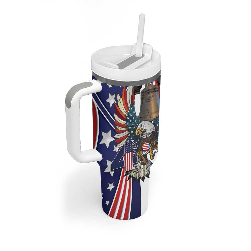 Personalized USA 4th Of July Tumbler With Handle United State Eagle Liberty Bell