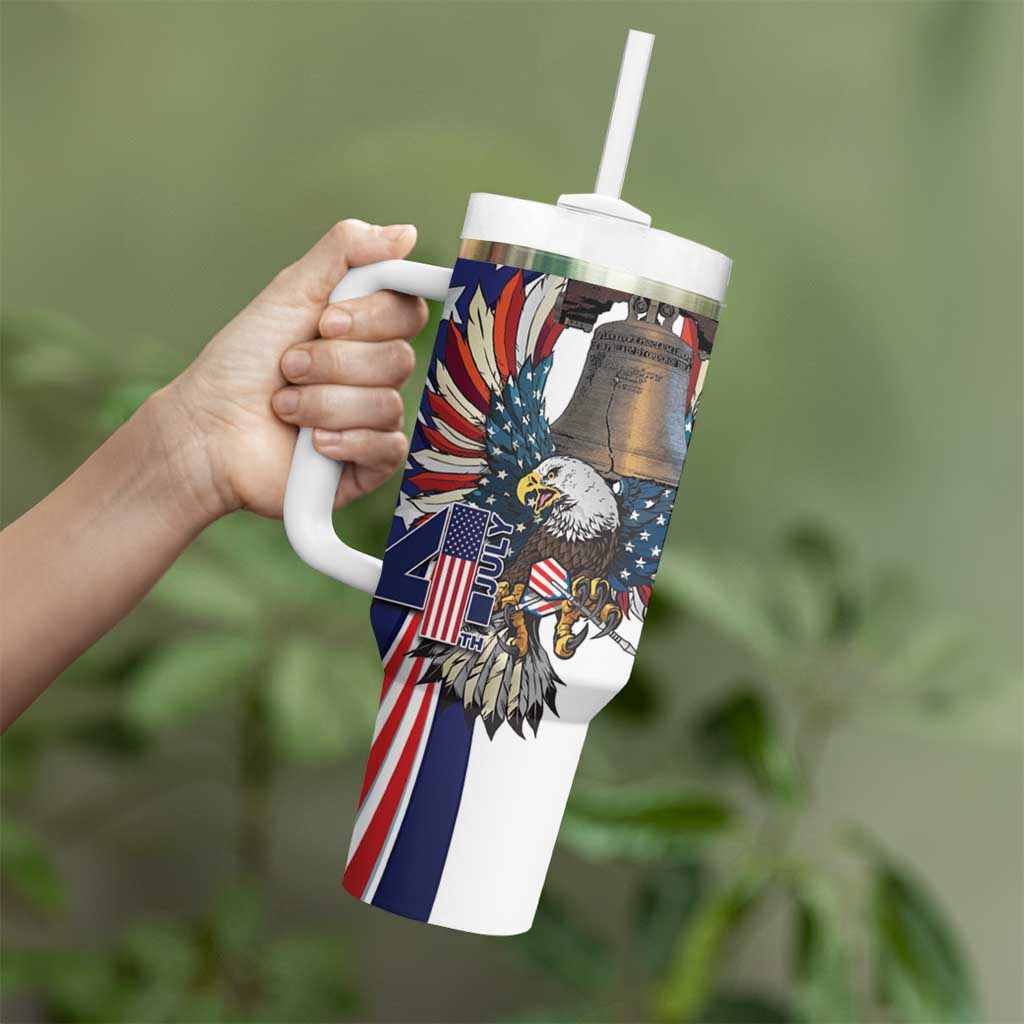 Personalized USA 4th Of July Tumbler With Handle United State Eagle Liberty Bell