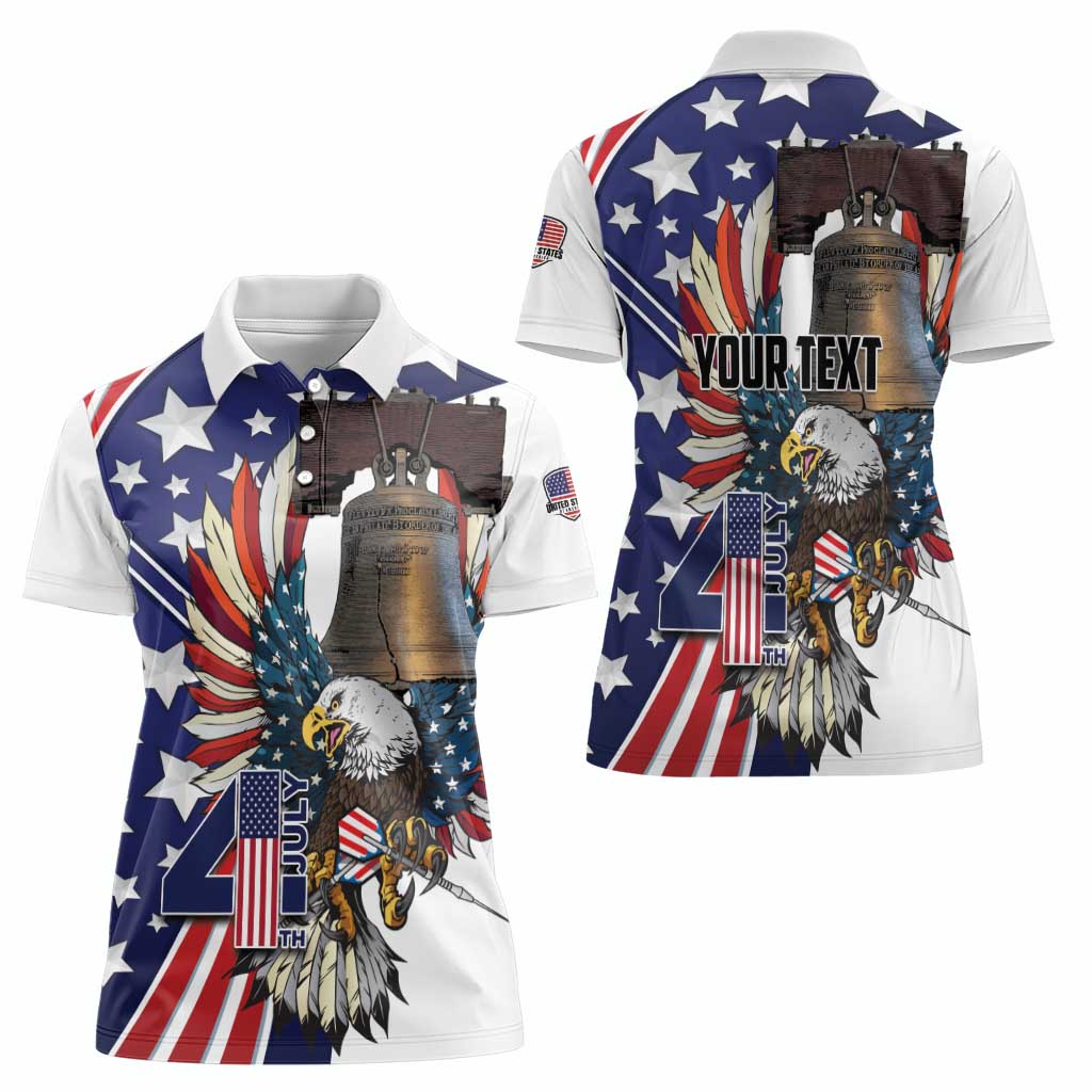 Personalized USA 4th Of July Women Polo Shirt United State Eagle Liberty Bell