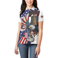 Personalized USA 4th Of July Women Polo Shirt United State Eagle Liberty Bell