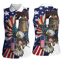 Personalized USA 4th Of July Women Sleeveless Polo Shirt United State Eagle Liberty Bell