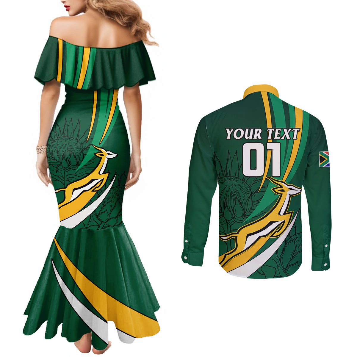 personalised-south-africa-rugby-couples-matching-mermaid-dress-and-long-sleeve-button-shirts-springboks-go-champions-world-cup-2023