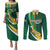 Personalised South Africa Rugby Couples Matching Puletasi Dress and Long Sleeve Button Shirts Springboks Go Champions World Cup 2023 - Wonder Print Shop